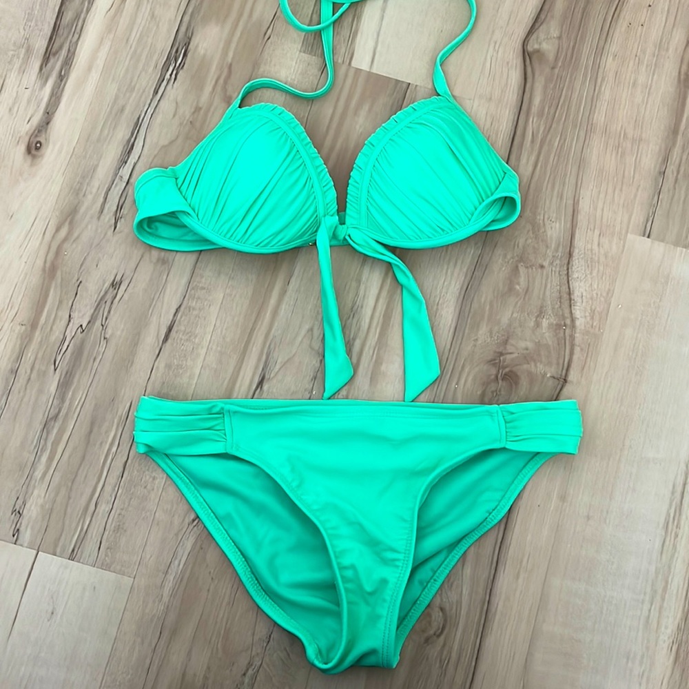 Teal seafoam green push-up bikini